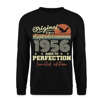 Born in September 1956 September - September 1956 - Unisex Sweatshirt - black - Front - Alina (178cm) & Michal (187cm)