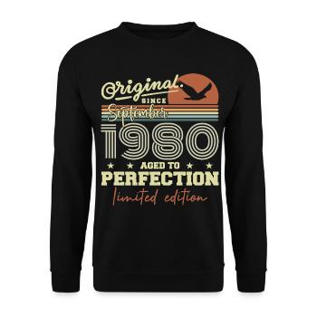 Born in September 1980 September - September 1980 - Unisex Sweatshirt - black - Front - Alina (178cm) & Michal (187cm)