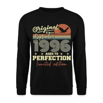 Born in September 1996 September - September 1996 - Unisex Sweatshirt - black - Front - Alina (178cm) & Michal (187cm)