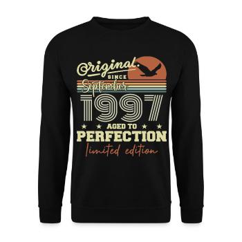 Born in September 1997 September - September 1997 - Unisex Sweatshirt - black - Front - Alina (178cm) & Michal (187cm)