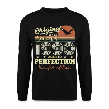 Born in September 1990 September - September 1990 - Unisex Sweatshirt - black - Front - Alina (178cm) & Michal (187cm)