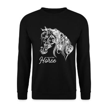 Cheval - Sweat-shirt Unisexe - noir - Devant - Alina (178cm) & Michal (187cm)