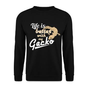 gecko - Unisex Sweatshirt - black - Front - Alina (178cm) & Michal (187cm)
