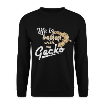 gecko - Unisex Sweatshirt - black - Front - Alina (178cm) & Michal (187cm)