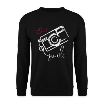 Fotograf Kamera Beruf Geschenkidee - Unisex Pullover - Schwarz - Vorne - Alina (178cm) & Michal (187cm)