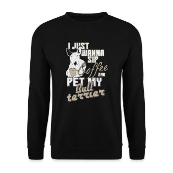 Kaffee Hund - Unisex Pullover - Schwarz - Vorne - Alina (178cm) & Michal (187cm)