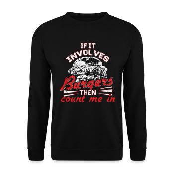 Essen Spruch - Unisex Pullover - Schwarz - Vorne - Alina (178cm) & Michal (187cm)