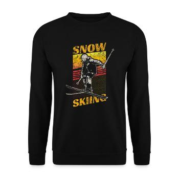 Retro Ski Geschenk - Unisex Pullover - Schwarz - Vorne - Alina (178cm) & Michal (187cm)