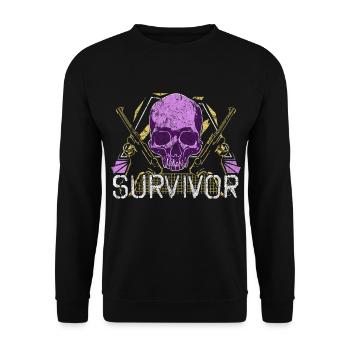 Spruch Totenkopf - Unisex Pullover - Schwarz - Vorne - Alina (178cm) & Michal (187cm)