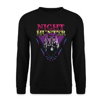 Jagen Eule - Unisex Pullover - Schwarz - Vorne - Alina (178cm) & Michal (187cm)