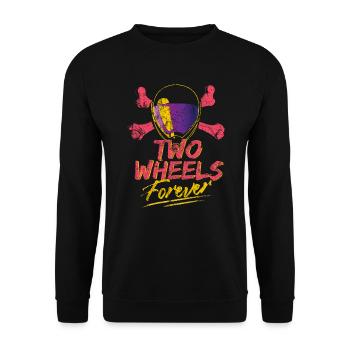 Motorrad Retro Vintage Geschenk - Unisex Pullover - Schwarz - Vorne - Alina (178cm) & Michal (187cm)