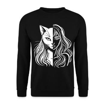 – Half Cat, Half Human, Very Secret - Unisex Sweatshirt - black - Front - Alina (178cm) & Michal (187cm)