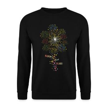 Silvester Feuerwerk - Unisex Pullover - Schwarz - Vorne - Alina (178cm) & Michal (187cm)