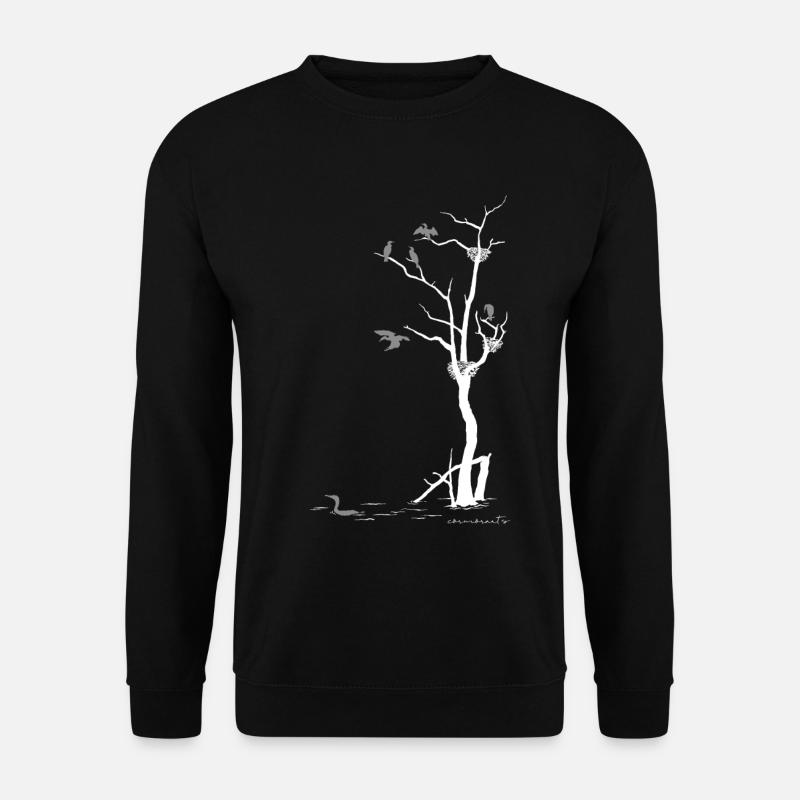 toter Baum mit Kormoranen - Unisex Pullover - Schwarz
