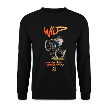 Die Wilden Kerle Vanessa auf Fahrrad - Unisex Pullover - Schwarz - Vorne - Alina (178cm) & Michal (187cm)