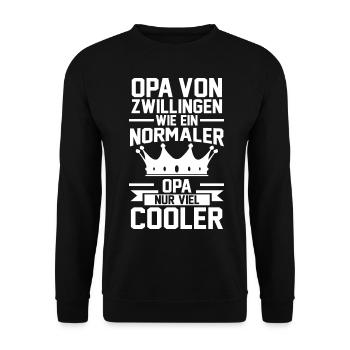 Opa Zwillinge Großvater Geschenk - Unisex Pullover - Schwarz - Vorne - Alina (178cm) & Michal (187cm)