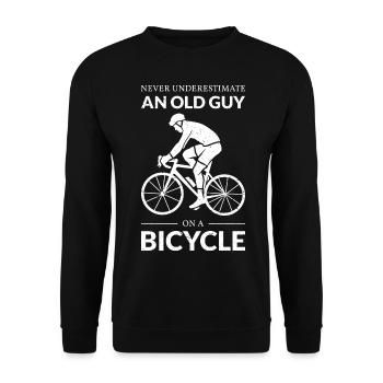 Unterschätzen Sie niemals einen alten Kerl auf einem Fahrrad IV - Unisex Pullover - Schwarz - Vorne - Alina (178cm) & Michal (187cm)