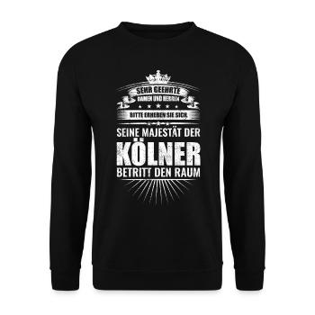 Lustiges Kölner Sprüche Geschenk - Unisex Pullover - Schwarz - Vorne - Alina (178cm) & Michal (187cm)