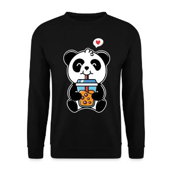 Panda drink - Unisex Sweatshirt - black - Front - Alina (178cm) & Michal (187cm)