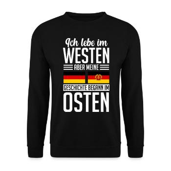 Ossi DDR Ostdeutschland Osten Westen Ostdeutscher - Unisex Pullover - Schwarz - Vorne - Alina (178cm) & Michal (187cm)