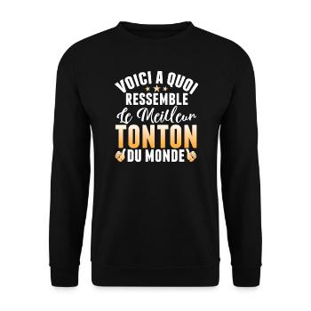 voici a quoi ressemble le meilleur tonton du monde - Sweat-shirt Unisexe - noir - Devant - Alina (178cm) & Michal (187cm)