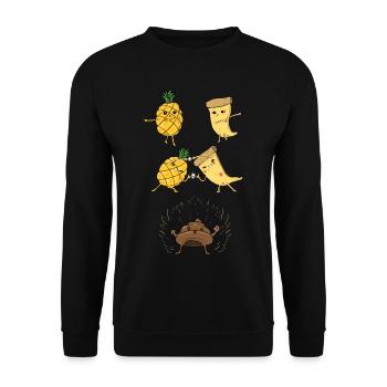 Sweet Pizza Hawaiian Pineapple Fusion in Anime Style - Unisex Sweatshirt - black - Front - Alina (178cm) & Michal (187cm)