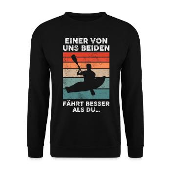 Kanurennsport Kanu Kanusport Sprüche Geschenk - Unisex Pullover - Schwarz - Vorne - Alina (178cm) & Michal (187cm)