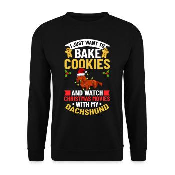 Doxie Dachshund Dackel Teckel Hund Weihnachten - Unisex Pullover - Schwarz - Vorne - Alina (178cm) & Michal (187cm)