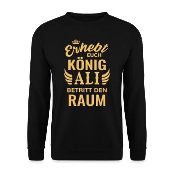 Name Ali Geschenk Geburtstag lustig König Krone - Unisex Pullover - Schwarz - Vorne - Alina (178cm) & Michal (187cm)