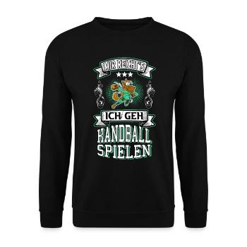 Handball Handballspieler Spruch Lustig Pferd - Unisex Pullover - Schwarz - Vorne - Alina (178cm) & Michal (187cm)