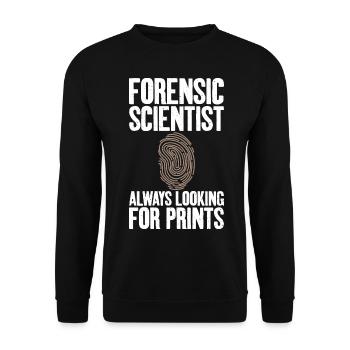 Immer Auf Der Suche Nach Drucken Forensic - Unisex Pullover - Schwarz - Vorne - Alina (178cm) & Michal (187cm)