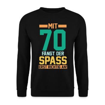 Siebzig Siebzigster 70 Jahre Geburtstag - Unisex Pullover - Schwarz - Vorne - Alina (178cm) & Michal (187cm)