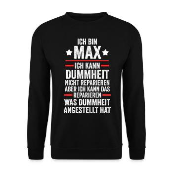Max - Unisex Pullover - Schwarz - Vorne - Alina (178cm) & Michal (187cm)