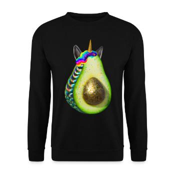 Glückliche Einhorn Avocado - Unisex Pullover - Schwarz - Vorne - Alina (178cm) & Michal (187cm)