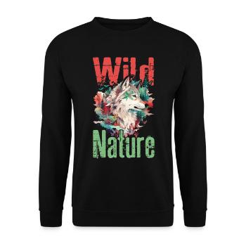 Loup Nature sauvage Wolf’s Head Wilderness Forest Trees - Sweat-shirt Unisexe - noir - Devant - Alina (178cm) & Michal (187cm)