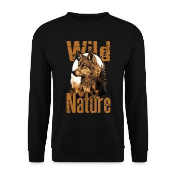 Loup Nature sauvage Wolf’s Head Wilderness Forest Trees - Sweat-shirt Unisexe - noir - Devant - Alina (178cm) & Michal (187cm)