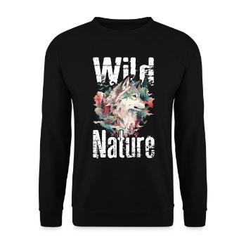 Loup Nature sauvage Wolf’s Head Wilderness Forest Trees - Sweat-shirt Unisexe - noir - Devant - Alina (178cm) & Michal (187cm)
