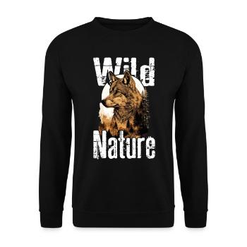 Loup Nature sauvage Wolf’s Head Wilderness Forest Trees - Sweat-shirt Unisexe - noir - Devant - Alina (178cm) & Michal (187cm)