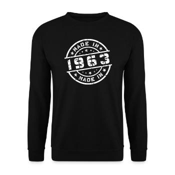 Année de naissance Anniversaire Né en - Fabriqué en 1963 - Sweat-shirt Unisexe - noir - Devant - Alina (178cm) & Michal (187cm)