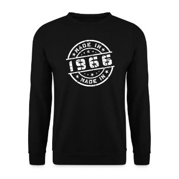 Geburtsjahr Geburtstag Born In - Made in 1966 - Unisex Pullover - Schwarz - Vorne - Alina (178cm) & Michal (187cm)