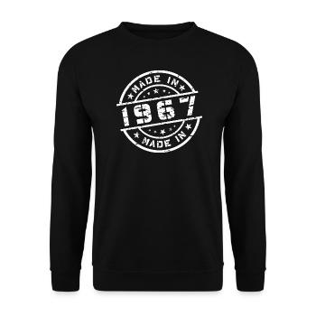 Année de naissance Anniversaire Né en - Fabriqué en 1967 - Sweat-shirt Unisexe - noir - Devant - Alina (178cm) & Michal (187cm)