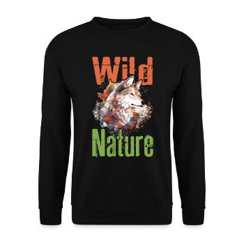Loup Nature sauvage Wolf’s Head Wilderness Forest Trees - Sweat-shirt Unisexe - noir - Devant - Alina (178cm) & Michal (187cm)