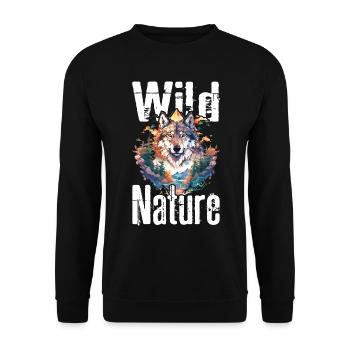 Loup Nature sauvage Wolf’s Head Wilderness Forest Trees - Sweat-shirt Unisexe - noir - Devant - Alina (178cm) & Michal (187cm)