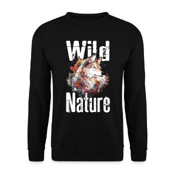 Loup Nature sauvage Wolf’s Head Wilderness Forest Trees - Sweat-shirt Unisexe - noir - Devant - Alina (178cm) & Michal (187cm)