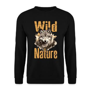 Loup Nature sauvage Wolf’s Head Wilderness Forest Trees - Sweat-shirt Unisexe - noir - Devant - Alina (178cm) & Michal (187cm)