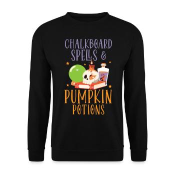 Chalkboard Magic & Pumpkin Potions Halloween - Unisex Sweatshirt - black - Front - Alina (178cm) & Michal (187cm)