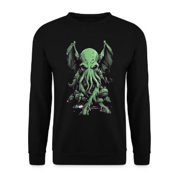 Slimy Halloween Cthulhu Tentacles Monster - Unisex Sweatshirt - black - Front - Alina (178cm) & Michal (187cm)