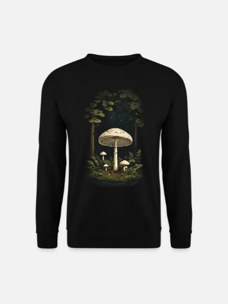Goa Pilz Nacht Magie der Pilze Party Design - Unisex Pullover - Schwarz