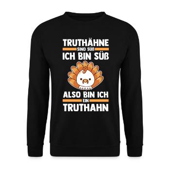 Truthuhn Truthahn - Unisex Pullover - Schwarz - Vorne - Alina (178cm) & Michal (187cm)