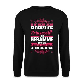 Geburtshelferin Hebamme - Unisex Pullover - Schwarz - Vorne - Alina (178cm) & Michal (187cm)